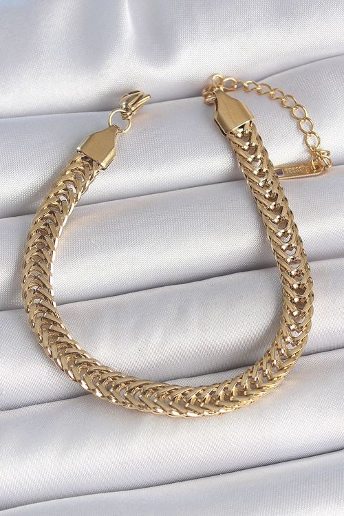 YRTCL 316L Çelik Gold Renk Balık Sırtı Zincir Model Kadın Bileklik