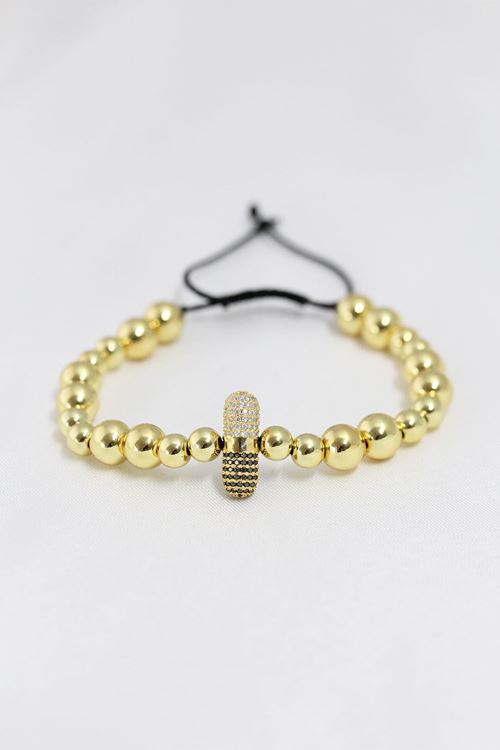 YRTCL Gold Renk Çelik Zirkon Objeli Asansörlü Bileklik