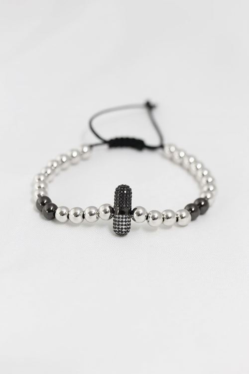 YRTCL Füme Gümüş Renk Çelik Zirkon Objeli Asansörlü Bileklik