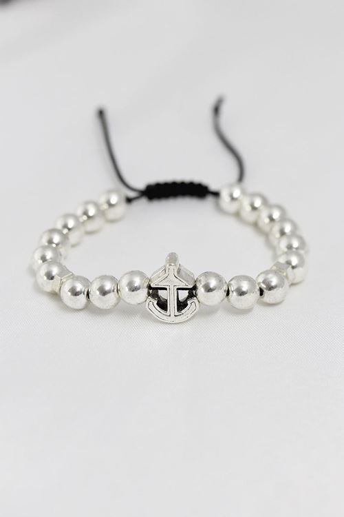 YRTCL Gümüş Renk Çapa Figürlü Asansörlü Erkek Bileklik