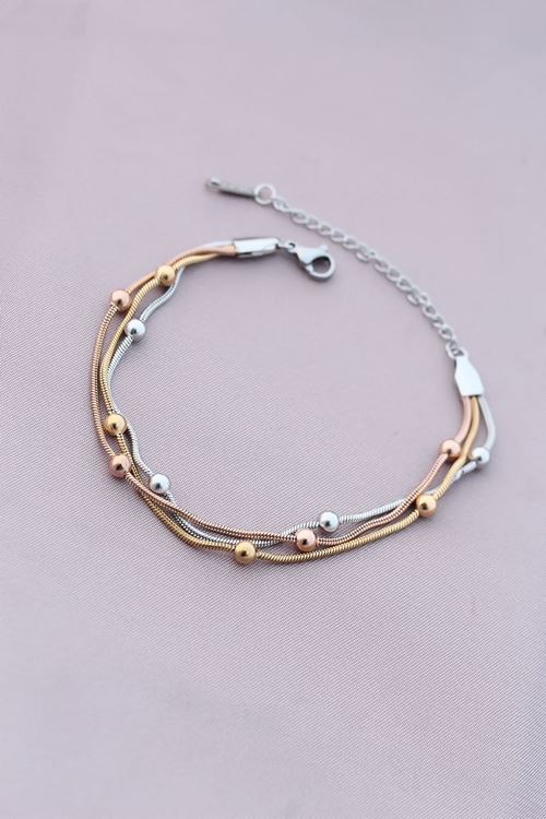 YRTCL 316L Kararmaz Çelik Gümüş Renk Top Zincirli Kadın Bileklik