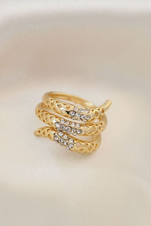 YRTCL Ayarlamalı Altın Renk Metal Zirkon Taşlı Yüzük