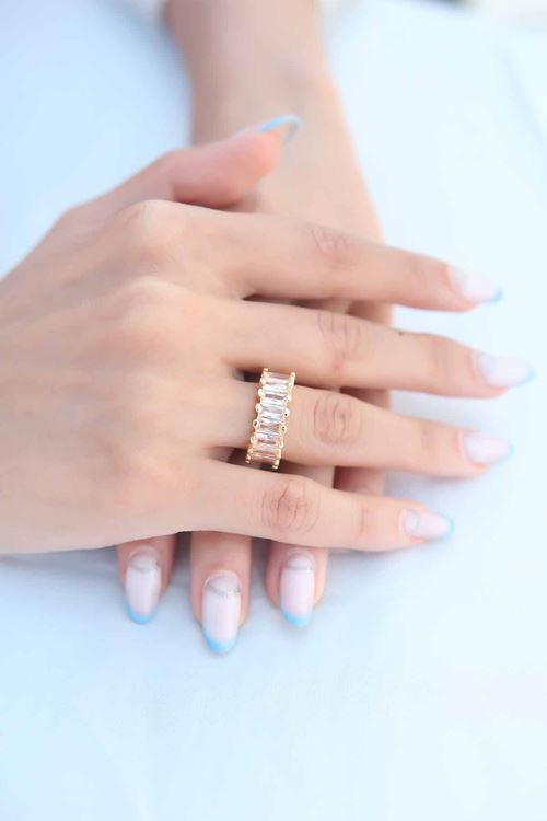 YRTCL Zirkon Taşlı Baget Gold Renk Kadın Yüzük