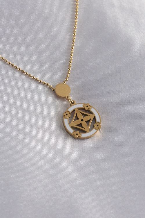 YRTCL 316L Çelik Gold Renk Çiçek Figür Kadın Kolye