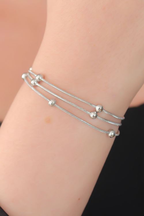 YRTCL 316L Çelik Gümüş Renk Minimal Top Figür Kadın Bileklik