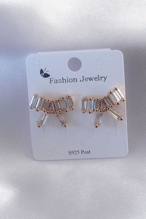 YRTCL Gold Renk Kurdele Model Zirkon Taşlı Kadın Küpe