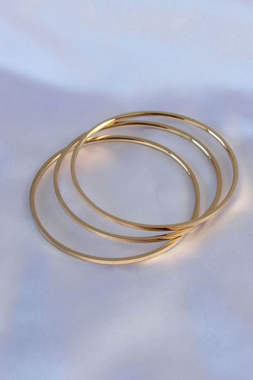 YRTCL 316L Çelik Gold Renk 3'lü Ajda Model Kadın 60 mm Bilezik