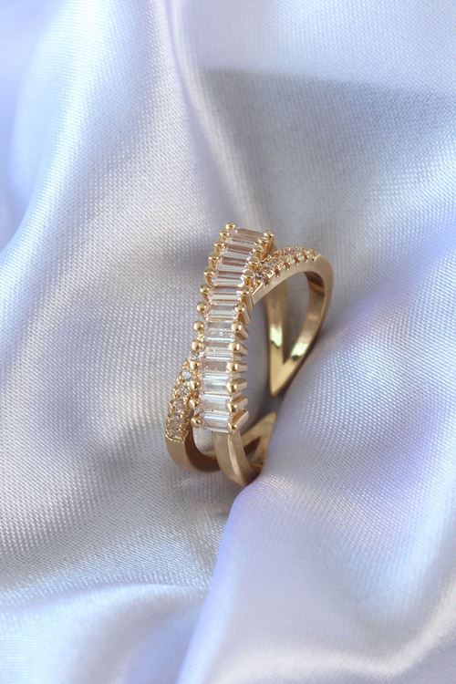 YRTCL Gold Renk Zirkon Taşlı Pirinç Kadın Yüzük