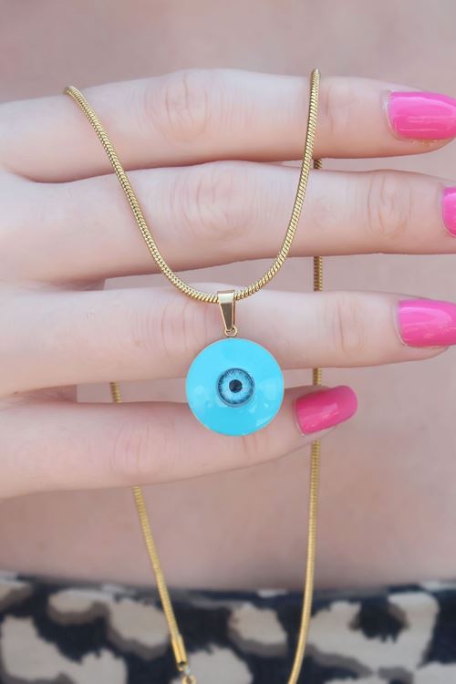 YRTCL 316L Çelik Gold Renk Nazar Boncuk Model Kadın Kolye