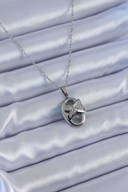 YRTCL 316L Çelik Gümüş Renk Zirkon Taşlı Kadın Kolye