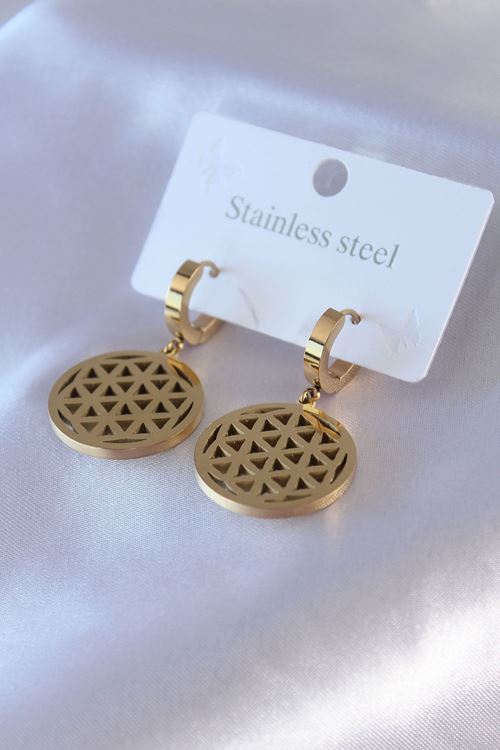 YRTCL 316L Çelik Gold Renk Lotus Model Kadın Küpe