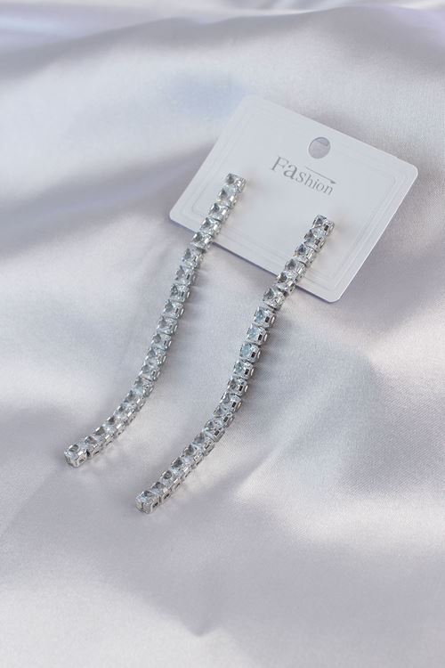 YRTCL Gümüş Renk Zirkon Taşlı Kadın Küpe