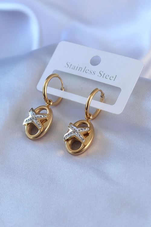 YRTCL 316L Çelik Gold Renk Zirkon Taş Detay Kadın Küpe