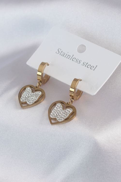 YRTCL 316L Çelik Gold Renk Kelebek Model Zirkon Taş Detay Kadın Küpe