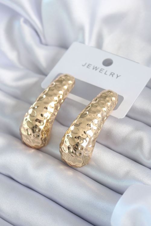 YRTCL Gold Renk İşleme Detay Pirinç Kadın Küpe