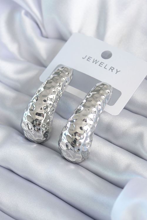 YRTCL Gümüş Renk İşleme Detay Pirinç Kadın Küpe