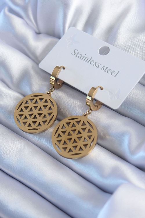 YRTCL 316L Çelik Gold Renk Lotus Model Kadın Küpe