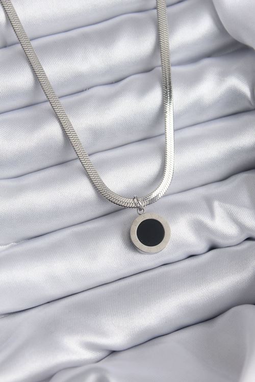 YRTCL 316L Çelik Gümüş Renk İtalyan Zincir Model İşleme Detay Kadın Kolye