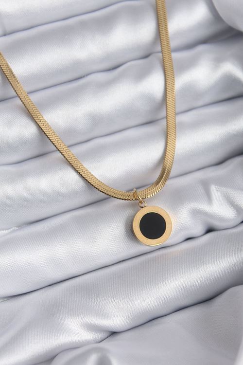 YRTCL 316L Çelik Gold Renk İtalyan Zincir Model İşleme Detay Kadın Kolye