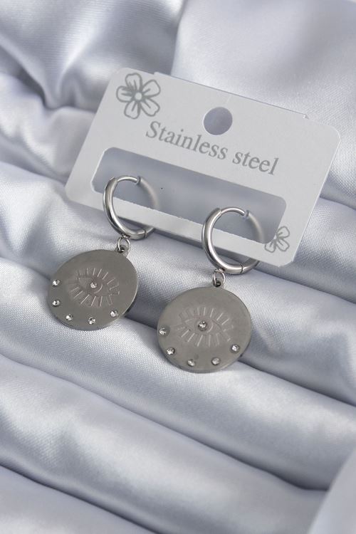 YRTCL 316L Çelik Gümüş Renk Göz İşleme Zirkon Taş Detay Kadın Küpe