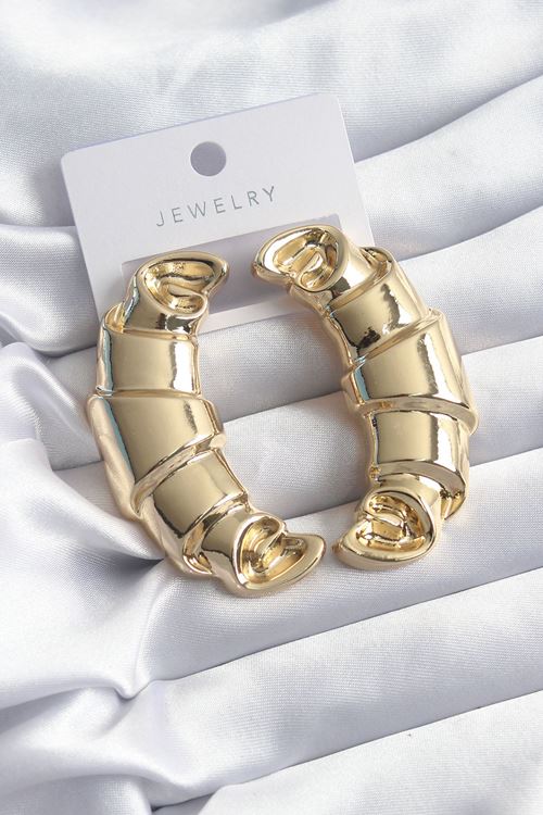 YRTCL Pirinç Gold Renk Kruvasan Model Kadın Küpe