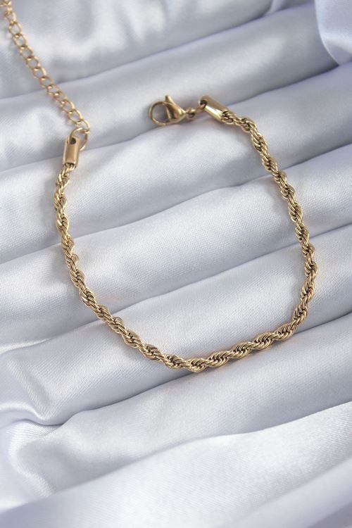 YRTCL 316L Çelik Gold Renk Burgu Zincir Model Kadın Bileklik