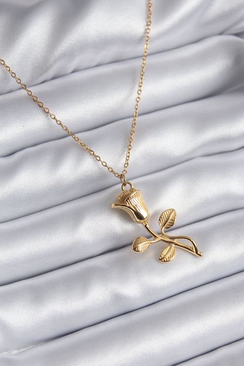 YRTCL 316L Çelik Gold Renk Gül Model Kadın Kolye