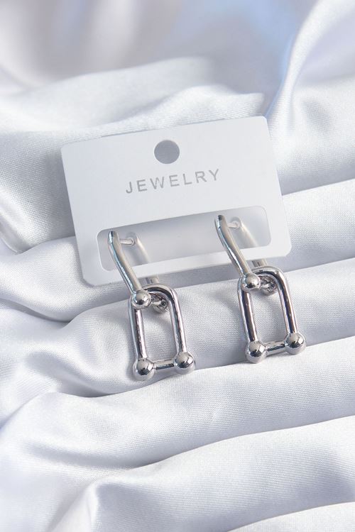 YRTCL Pirinç Gümüş Renk Model Kadın Küpe