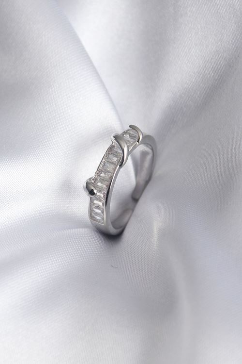 YRTCL Pirinç Gümüş Renk Su Yolu Zirkon Taşlı Kadın Yüzük