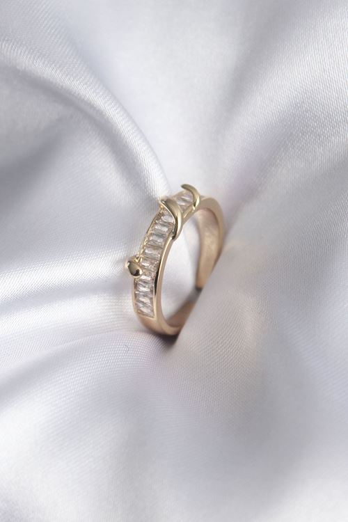 YRTCL Pirinç Gold Renk Su Yolu Zirkon Taşlı Model Kadın Yüzük