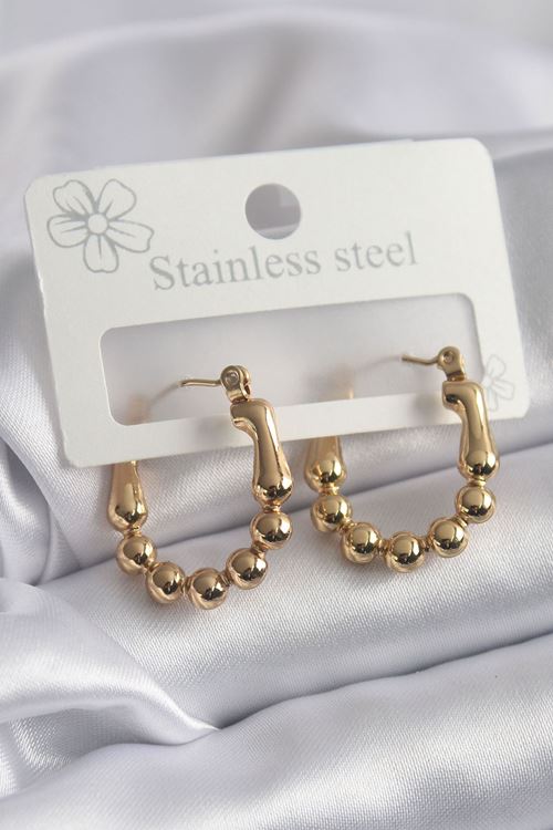 YRTCL 316L Çelik Gold Renk Topçuk Halka Model Kadın Küpe