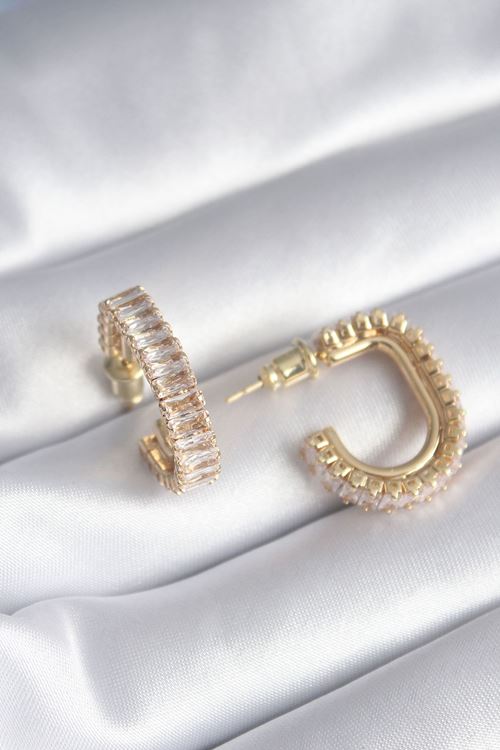 YRTCL Pirinç Gold Renk Zirkon Taşlı Kadın Küpe