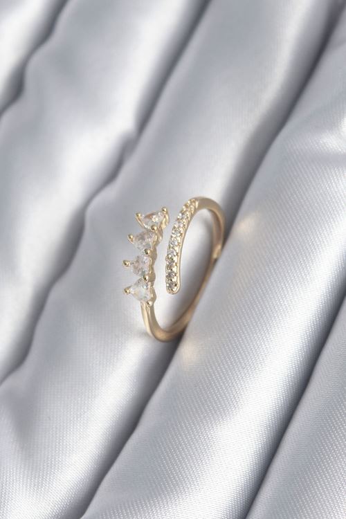 YRTCL Pirinç Gold Renk Kalp Zirkon Taş Detay Kadın Yüzük