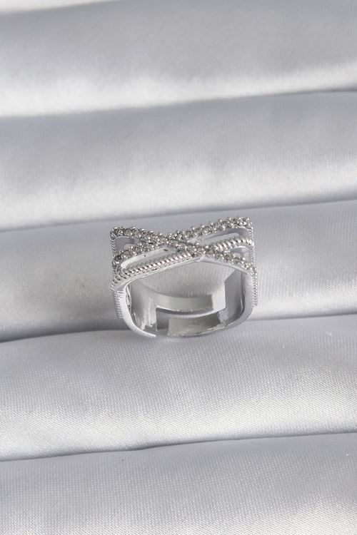 YRTCL Pirinç Gümüş Renk Zirkon Taş Detay Kadın Yüzük