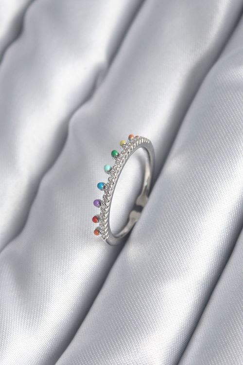 YRTCL Pirinç Gümüş Renk Zirkon Taş Detay Kadın Yüzük