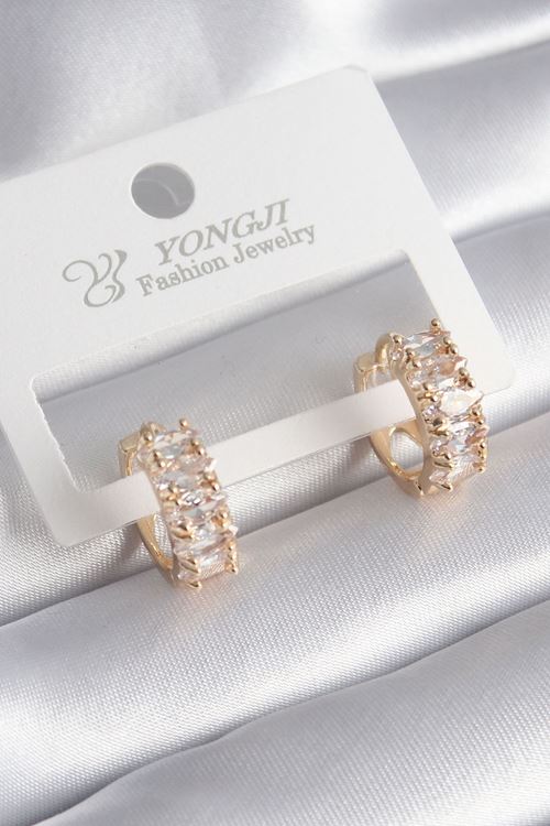 YRTCL Pirinç Gold Renk Zirkon Taşlı Kadın Küpe
