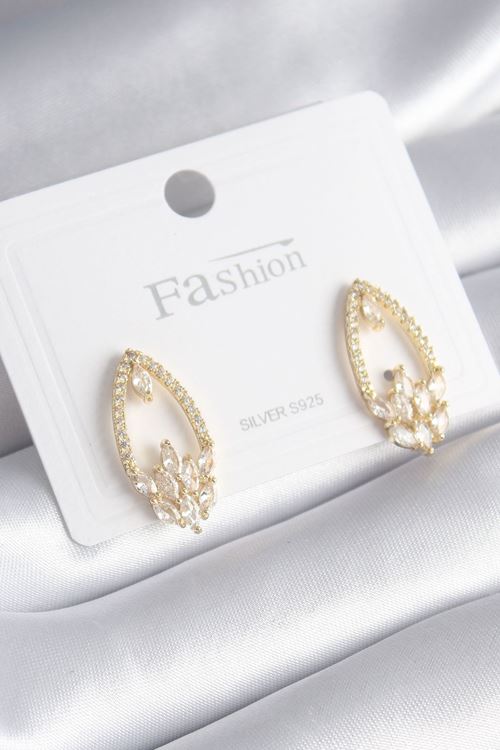 YRTCL Pirinç Gold Renk Zirkon Taşlı Kadın Küpe