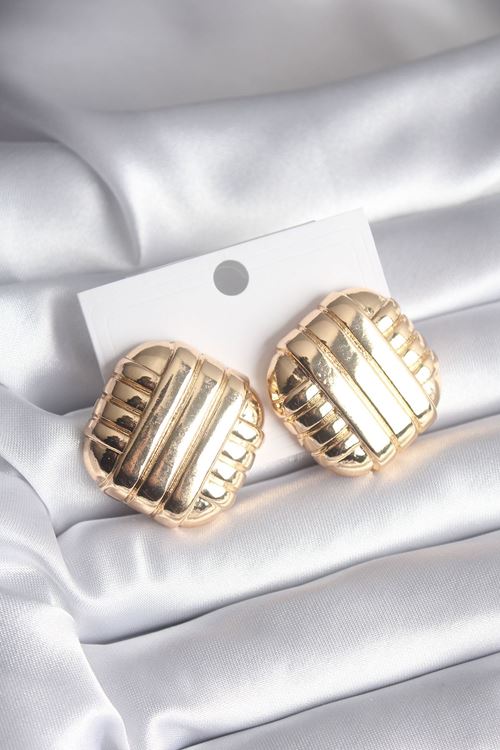 YRTCL Pirinç Gold Renk İşleme Detay Kadın Küpe