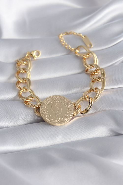 YRTCL 316L Çelik Gold Renk Tam Altın Model Samanyolu Kadın Bileklik