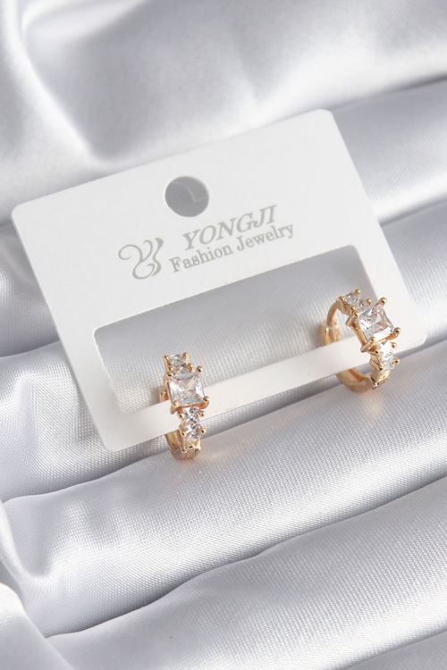 YRTCL Pirinç Gold Renk Zirkon Taşlı Kadın Küpe