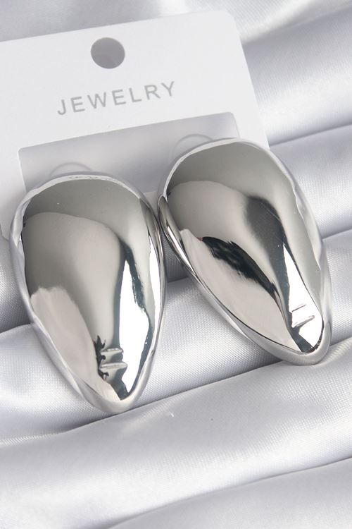 YRTCL Pirinç Gümüş Renk Badem Model Kadın Küpe