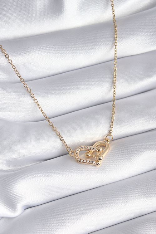 YRTCL 316L Çelik Gold Renk Zirkon Taşlı Model Kadın Kolye