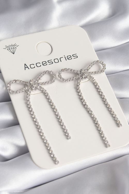 YRTCL Gümüş Renk Zirkon Taşlı Fiyonk Model Kadın Küpe