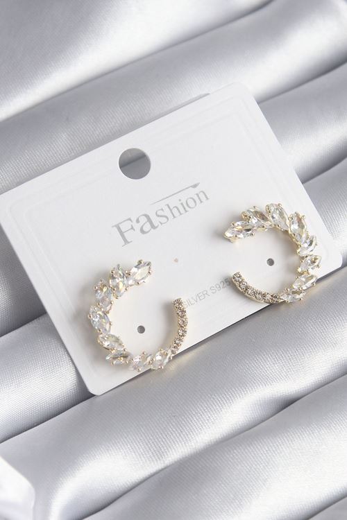 YRTCL Pirinç Gold Renk Zirkon Taşlı Kadın Küpe