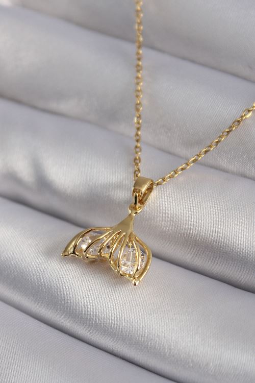 YRTCL 316L Çelik Gold Renk Zirkon Taşlı Balık Kuyruğu Model Kadın Kolye