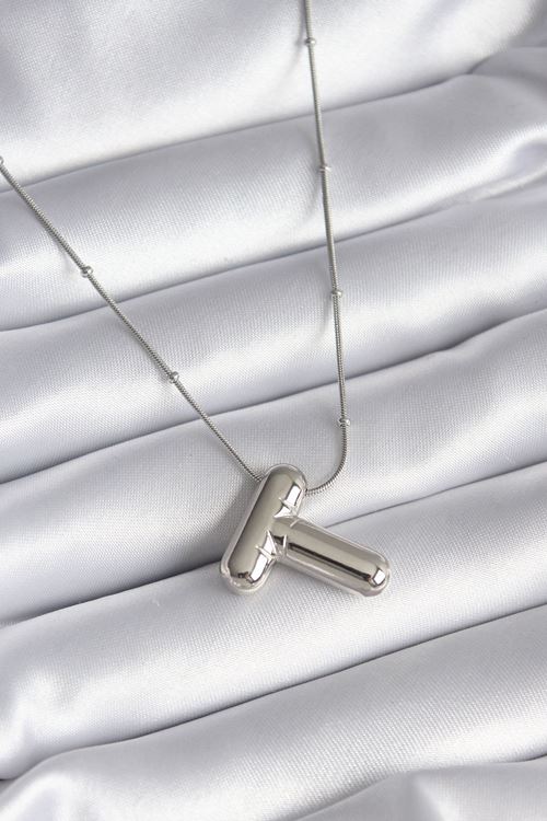 YRTCL 316L Çelik Gümüş Renk Bubble "T" Harf Model Kadın Kolye