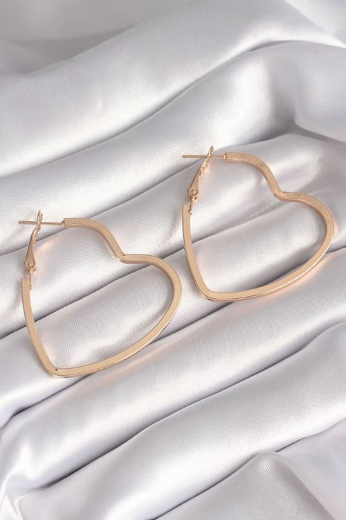 YRTCL Pirinç Gold Renk Kalp Model Kadın Küpe