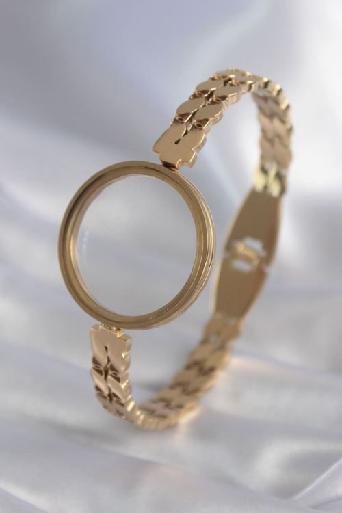 YRTCL 316L Çelik Gold Renk Arpa İşleme Açılabilir Fanus Model Kadın Kelepçe