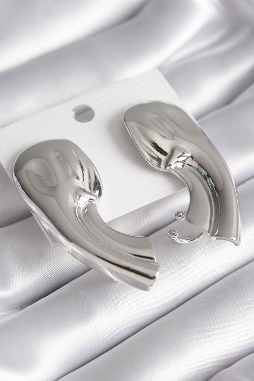 YRTCL Pirinç Gümüş Renk İşlemeli Kadın Küpe