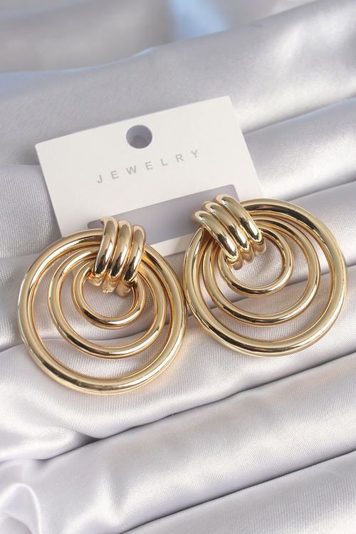 YRTCL Pirinç Gold Renk Halka Model Kadın Küpe